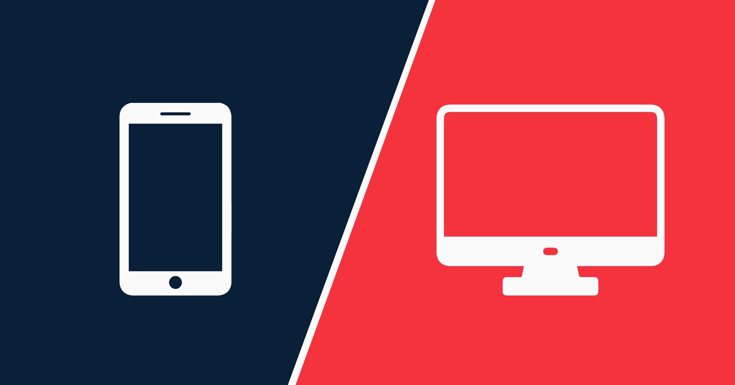 graphic icons representing mobile-first web design vs. traditional web design