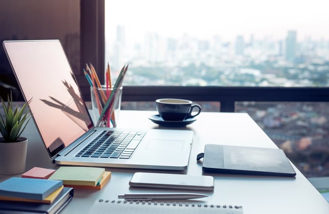 Desk and laptop