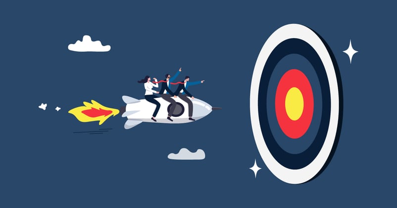 Rocket ship towards target.
